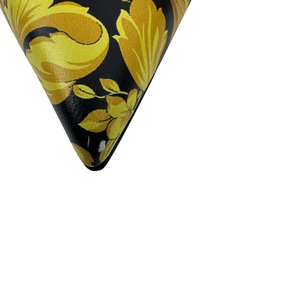 Versace Borocco Medusa Leather Heels Pointed Toe Printed Black And Gold 39.5